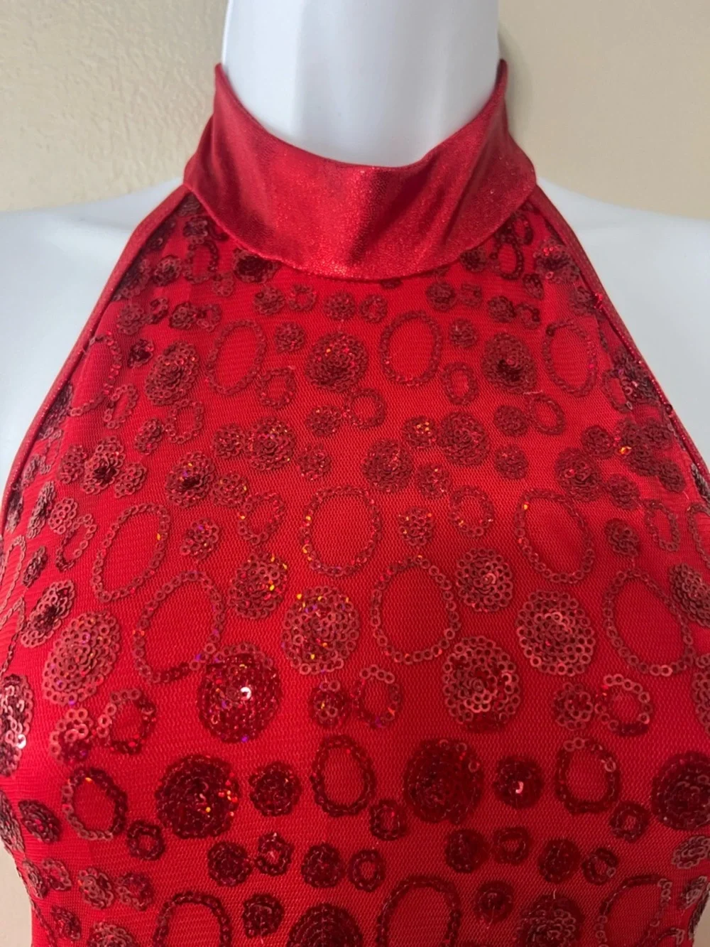 Red Sequin Dance Costume Child Large Pageant Ballet Recital Dress Tutu